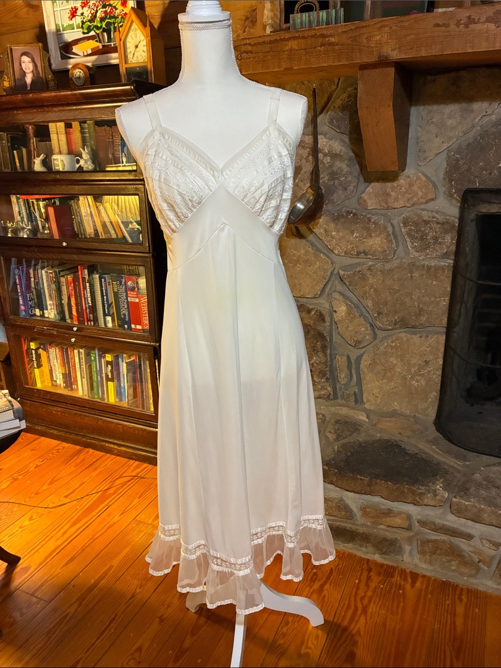 Vintage Cream Satin & Lace Slip